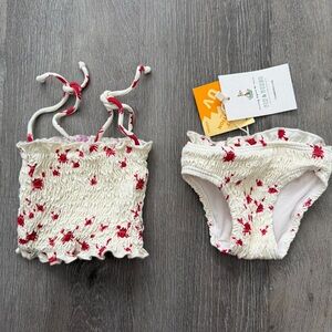 Fin & Vince crabby Smocked Baby Bikini Set NWT 0-3 months
